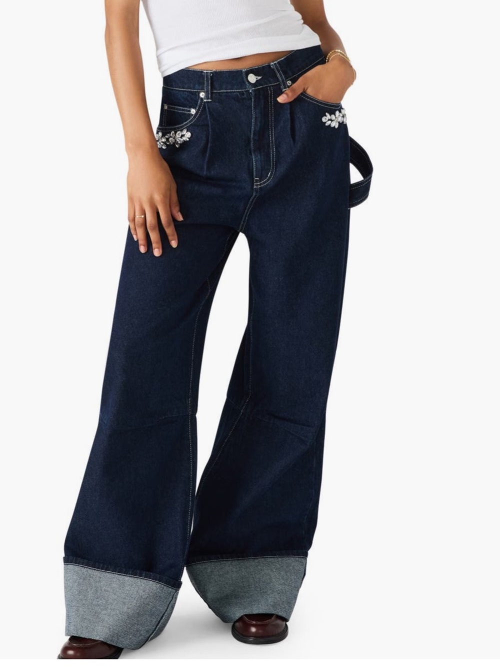 Steve Madden Bobbie Rhinestone Detail Carpenter Jeans SZ-27 NWT